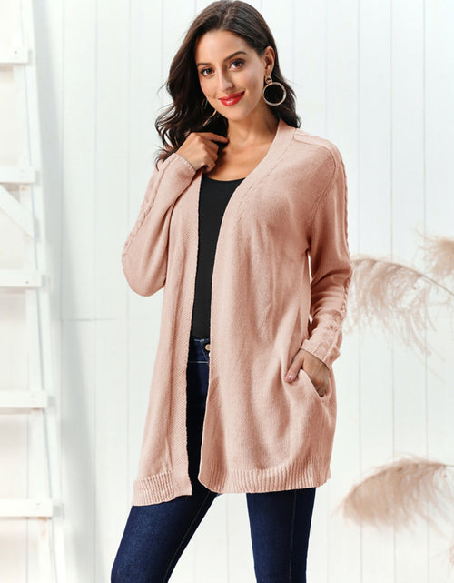 Load image into Gallery viewer, Cable-Knit Open Front Long Sleeve Cardigan
