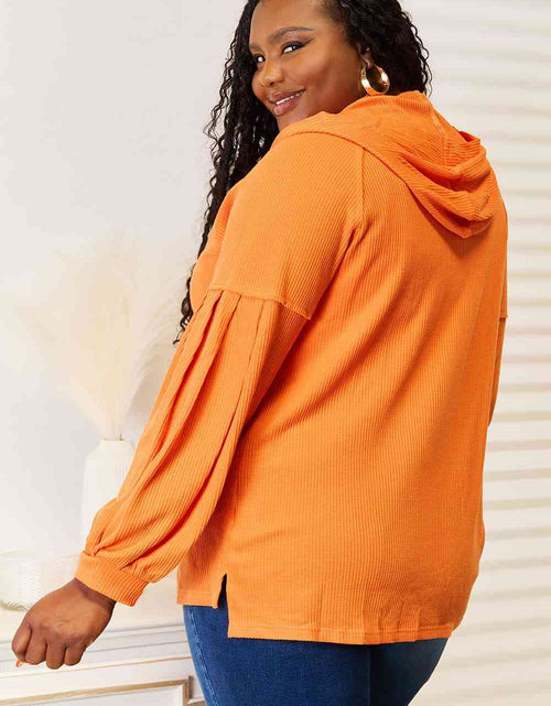 Load image into Gallery viewer, Basic Bae Side Slit Buttoned Waffle Knit Hoodie
