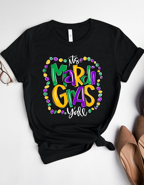 Load image into Gallery viewer, IT'S MARDI GRAS Y'ALL Round Neck T-Shirt
