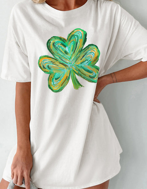 Load image into Gallery viewer, Lucky Clover Round Neck Short Sleeve T-Shirt

