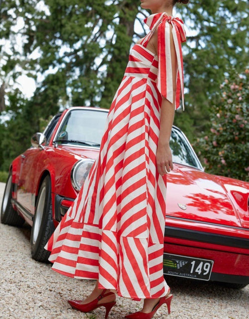 Load image into Gallery viewer, Striped Square Neck Wide Strap Dress
