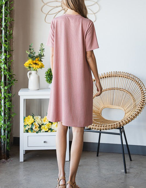 Load image into Gallery viewer, Heimish Full Size Solid Ribbed Mini Dress with Button Plus Size
