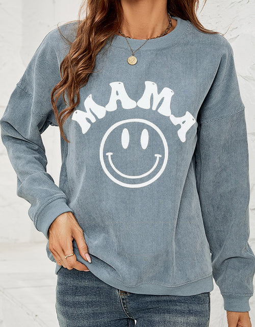 Load image into Gallery viewer, Round Neck Long Sleeve MAMA Graphic Sweatshirt
