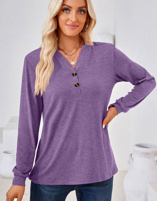 Load image into Gallery viewer, V-Neck Buttoned Long Sleeve Blouse
