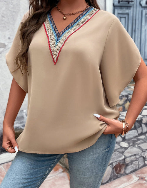 Load image into Gallery viewer, Honey Plus Size V-Neck Flutter Sleeve Blouse
