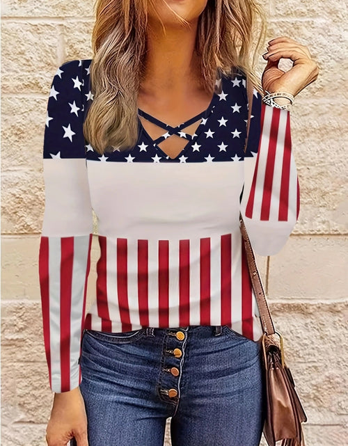 Load image into Gallery viewer, Crisscross Color Block Long Sleeve T-Shirt
