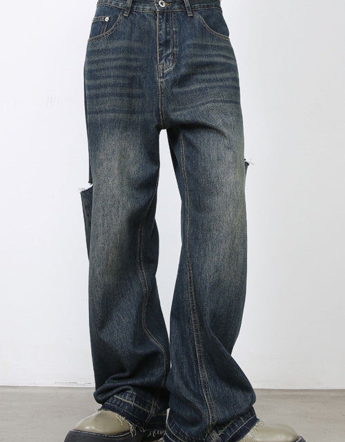 Load image into Gallery viewer, Men's Raw Hem Distressed Jeans with Pockets
