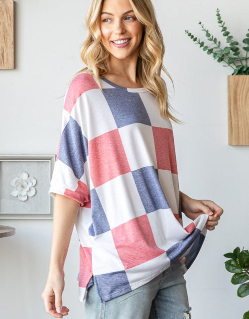 Load image into Gallery viewer, HOPELY Checkered Round Neck Half Sleeve T-Shirt
