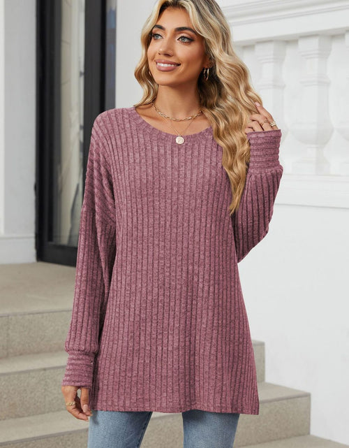 Load image into Gallery viewer, Ribbed Round Neck Long Sleeve T-Shirt

