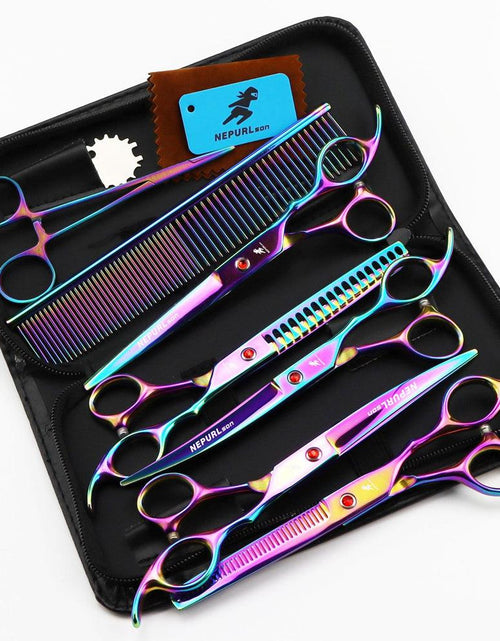 Load image into Gallery viewer, Electroplating Color 5 Pack Pet Grooming Scissors by Dog Hugs Cat
