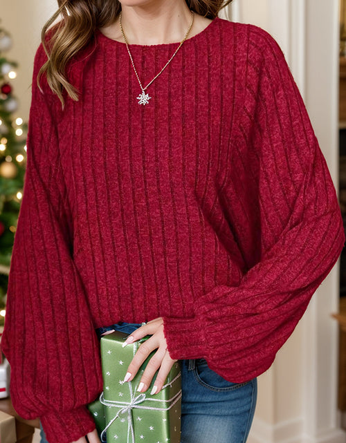 Load image into Gallery viewer, Plus Size Round Neck Batwing Sleeve T-Shirt
