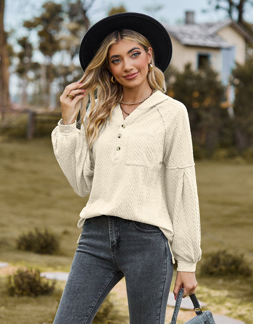 Load image into Gallery viewer, Cable-Knit Dropped Shoulder Hoodie
