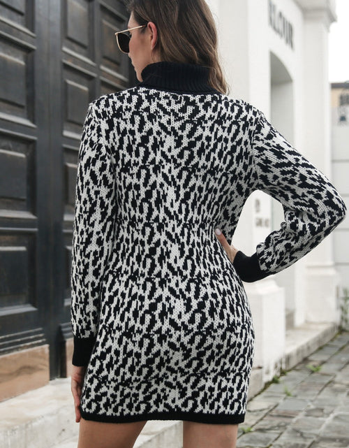 Load image into Gallery viewer, Heathered Turtleneck Mini Sweater  Dress
