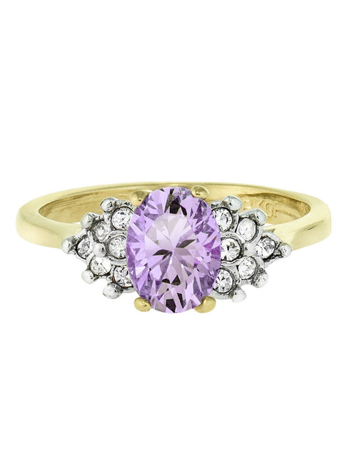 Load image into Gallery viewer, Vintage 1980's Cubic Zirconia Ring with Clear Austrian Crystals 18k Yellow Gold Electroplated by PVD Vintage Jewelry
