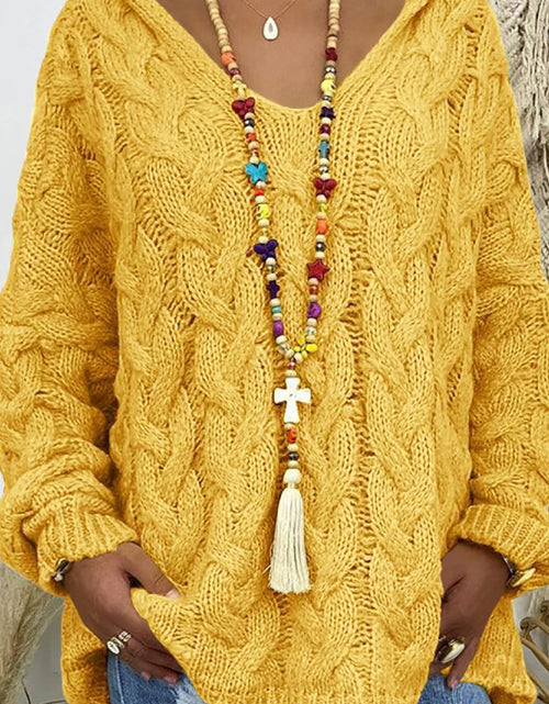Load image into Gallery viewer, Cable-Knit Hooded Sweater

