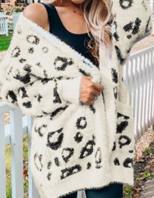 Load image into Gallery viewer, Leopard Open Front Cardigan with Pockets
