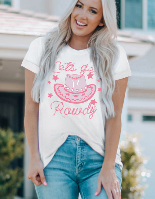 Load image into Gallery viewer, Cowboy Hat Graphic Round Neck Tee
