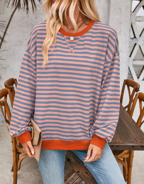 Load image into Gallery viewer, Lovelet Contrast Striped Long Sleeve Sweatshirt
