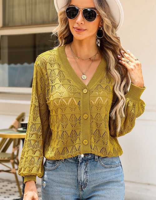 Load image into Gallery viewer, Openwork V-Neck Cardigan
