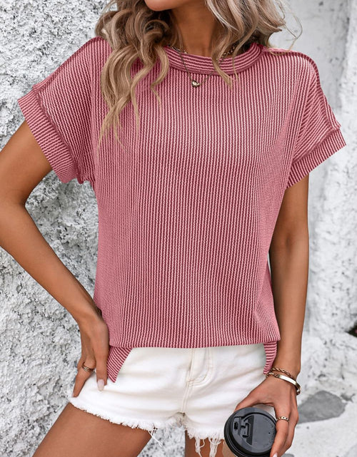 Load image into Gallery viewer, Mandy Striped Round Neck Short Sleeve T-Shirt
