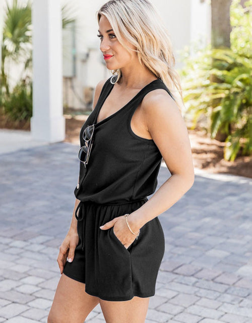 Load image into Gallery viewer, Scoop Neck Wide Strap Romper with Pockets
