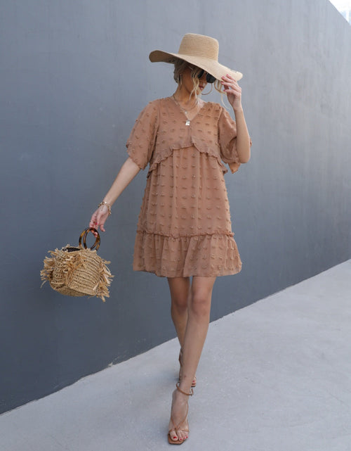 Load image into Gallery viewer, Swiss Dot V-Neck Flutter Sleeve Mini Dress
