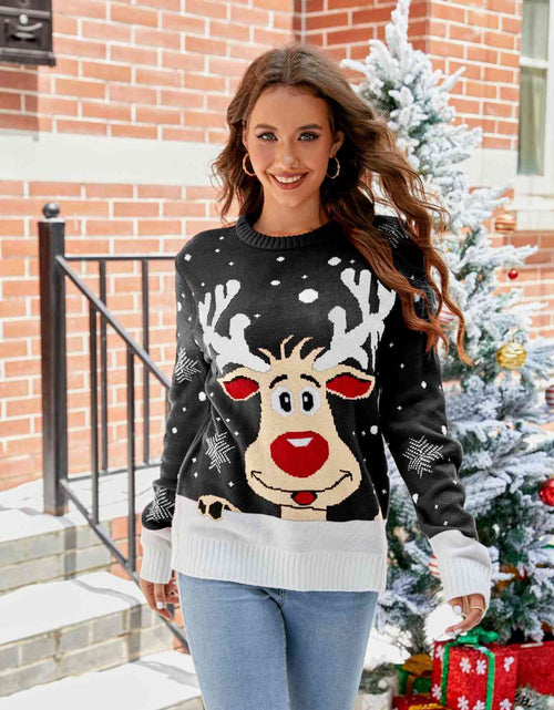 Load image into Gallery viewer, Reindeer Round Neck Sweater
