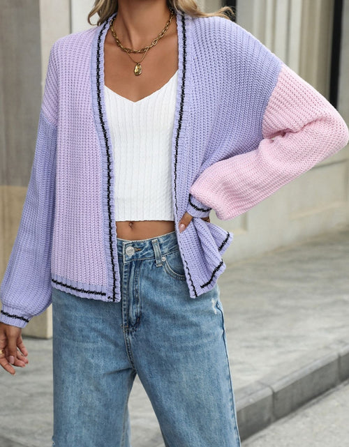 Load image into Gallery viewer, Contrast Open Front Long Sleeve Cardigan
