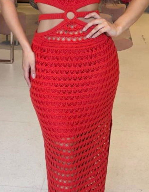 Load image into Gallery viewer, Cutout Slit Round Neck Sweater Dress
