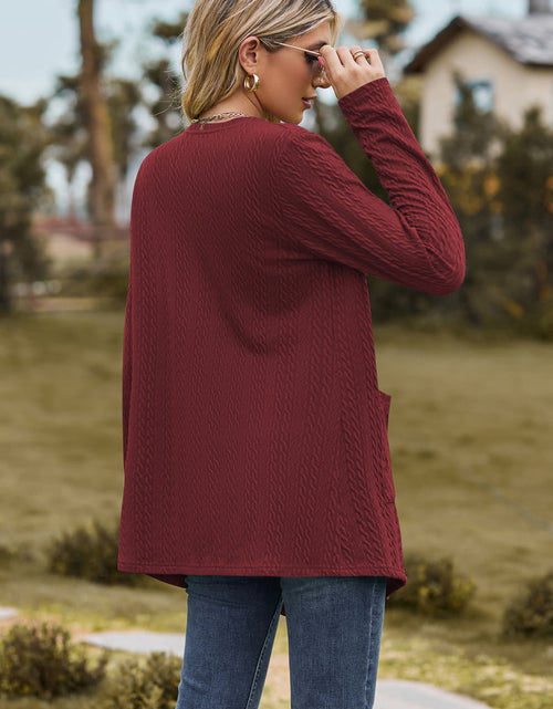 Load image into Gallery viewer, Cable-Knit Long Sleeve Cardigan with Pocket
