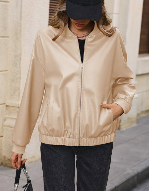 Load image into Gallery viewer, Ivy Lane Zip Up Baseball Collar Dropped Shoulder Jacket
