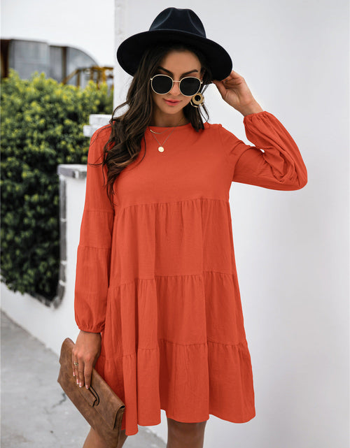 Load image into Gallery viewer, Balloon Sleeve Keyhole Tiered Dress
