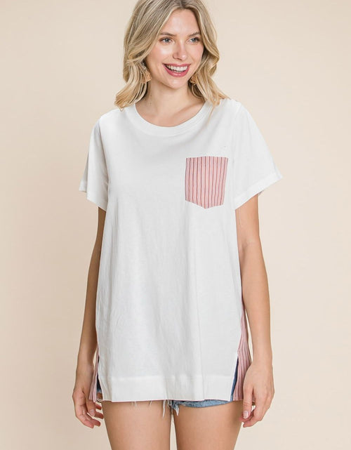 Load image into Gallery viewer, Cotton Bleu by Nu Label Contrast Striped Short Sleeve T-Shirt
