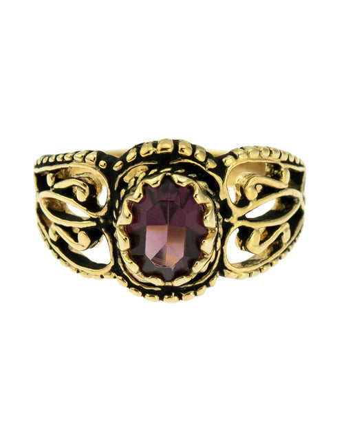 Load image into Gallery viewer, Vintage Jewelry Genuine Jade Ring Antiqued 18kt Yellow Gold Electroplated Made in the USA by PVD Vintage Jewelry
