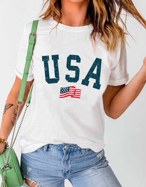Load image into Gallery viewer, USA Round Neck Short Sleeve T-Shirt
