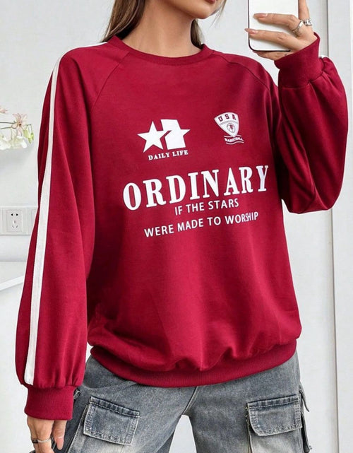 Load image into Gallery viewer, Letter Graphic Round Neck Long Sleeve Sweatshirt
