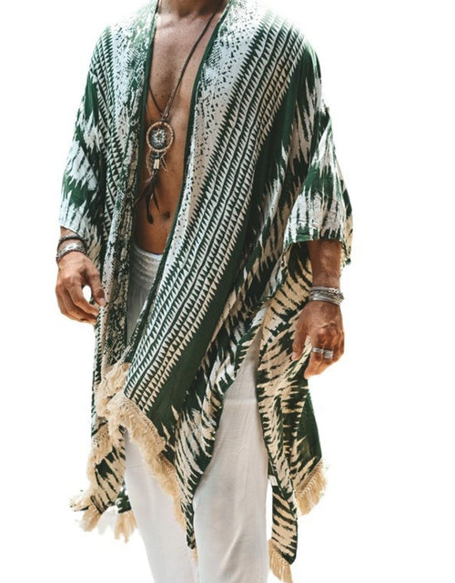 Load image into Gallery viewer, Men's Full Size Fringe Open Front Cover-Up Plus Size
