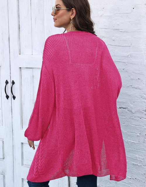 Load image into Gallery viewer, Cable-Knit Open Front Long Sleeve Cardigan

