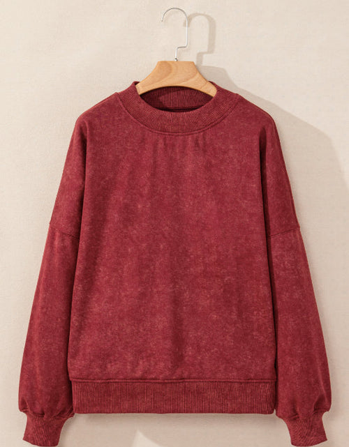 Load image into Gallery viewer, Mock Neck Dropped Shoulder Sweatshirt
