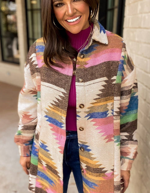 Load image into Gallery viewer, Geometric Button Up Long Sleeve Jacket
