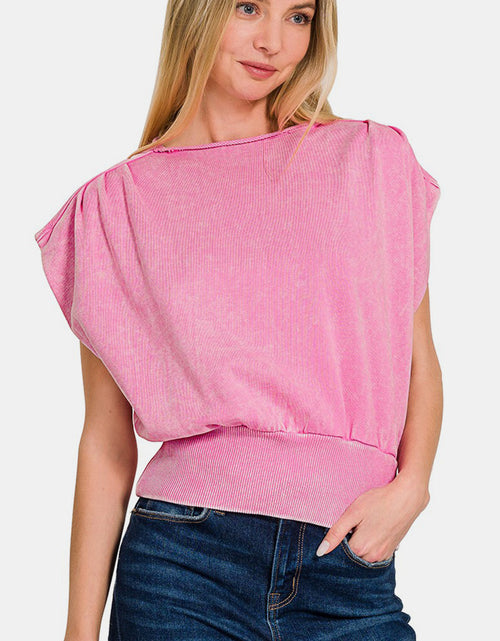 Load image into Gallery viewer, Zenana Washed Boat Neck Bottom Banded Dolman Sleeve Top
