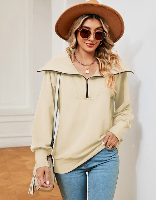 Load image into Gallery viewer, Half-Zip Collared Sweatshirt
