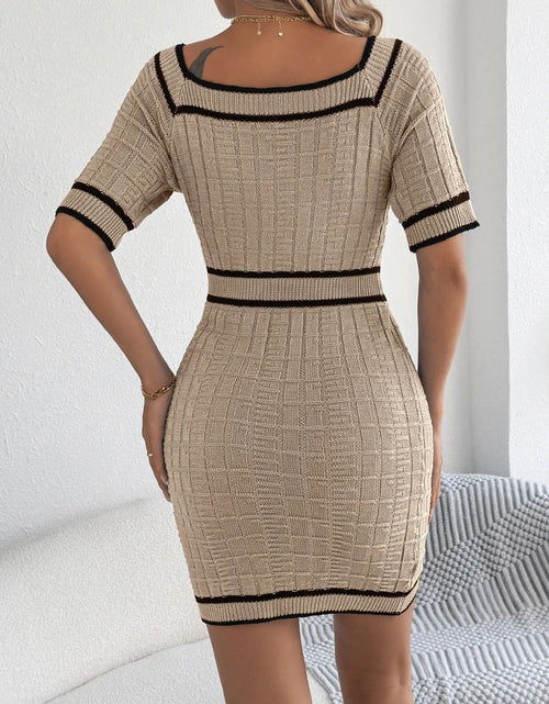 Load image into Gallery viewer, Decorative Button Short Sleeve Sweater Dress
