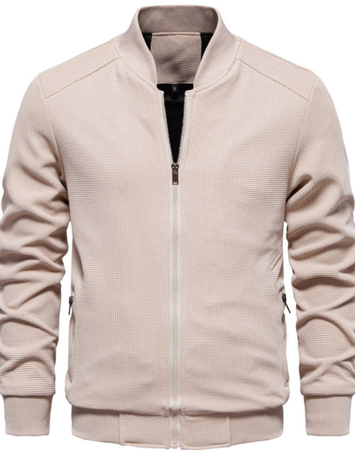 Load image into Gallery viewer, Men's Waffle Knit Baseball Collar Zip Up Jacket
