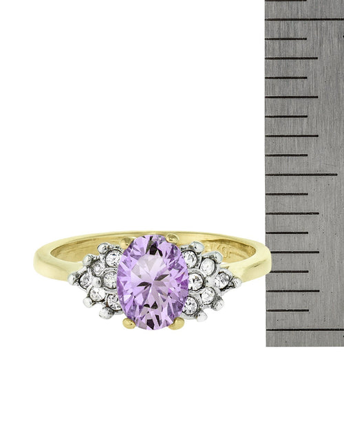 Load image into Gallery viewer, Vintage 1980's Cubic Zirconia Ring with Clear Austrian Crystals 18k Yellow Gold Electroplated by PVD Vintage Jewelry
