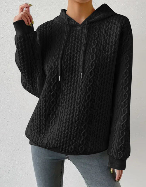 Load image into Gallery viewer, Drawstring Drop Shoulder Long Sleeve Hoodie
