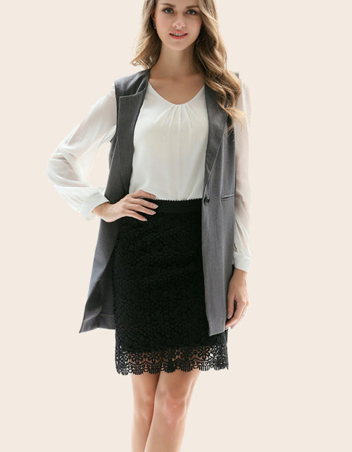 Load image into Gallery viewer, One-Button Sleeveless Longline Blazer
