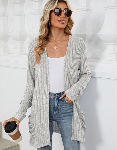 Load image into Gallery viewer, Pocketed Open Front Long Sleeve Cardigan

