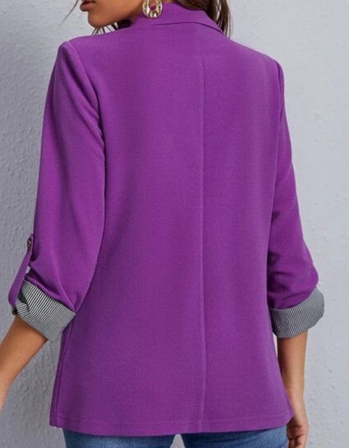 Load image into Gallery viewer, Lapel Collar Roll-Tab Sleeve Blazer
