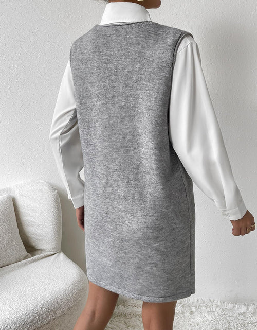 Load image into Gallery viewer, V-Neck Sleeveless Sweater Dress with Pockets
